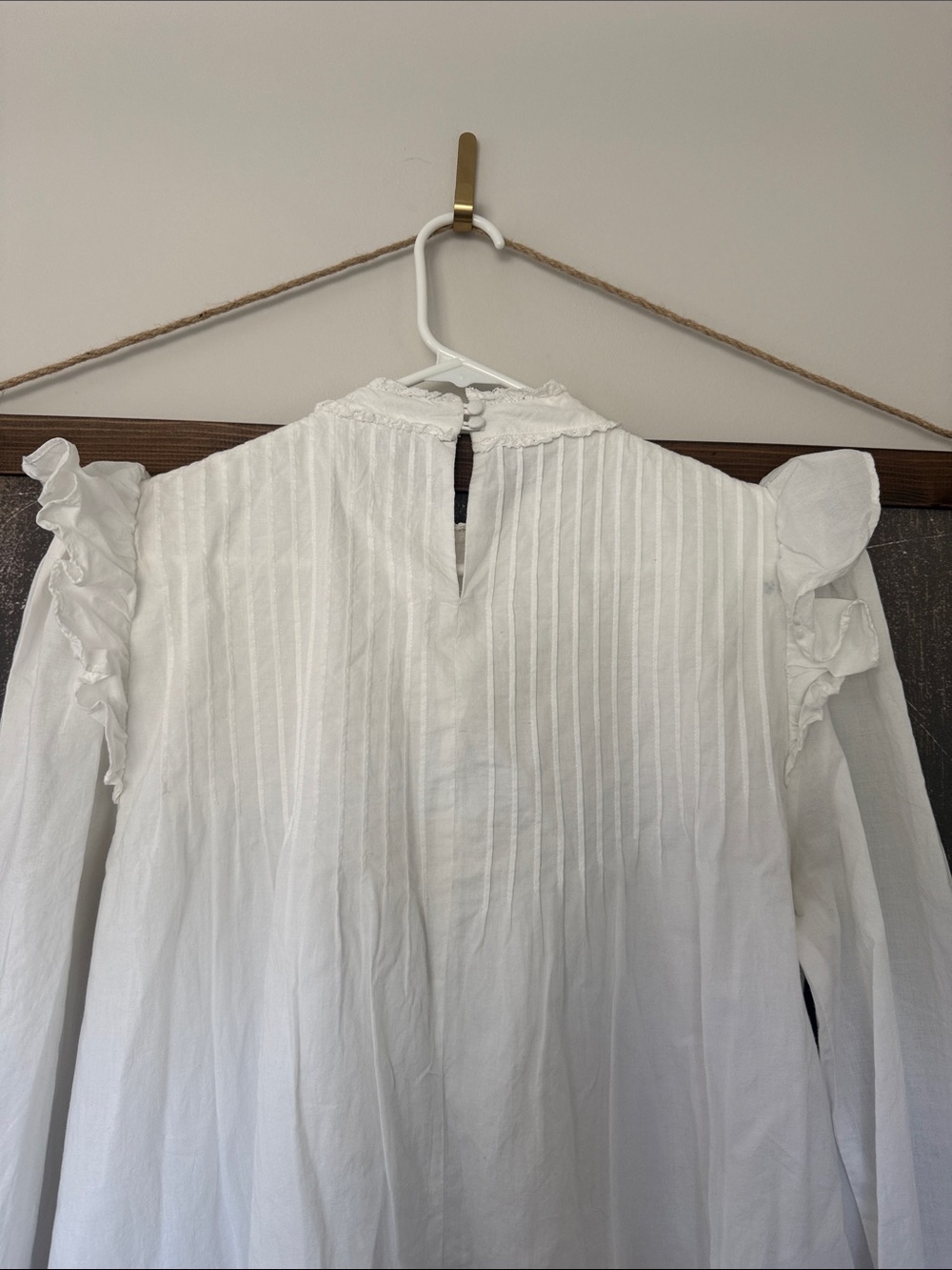 Reformation Dinah White Ruffle High-Neck dress women’s 12 * - Picture 7 of 11